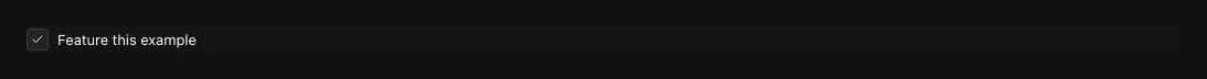 A checked Feature this example checkbox in the Ridu admin.