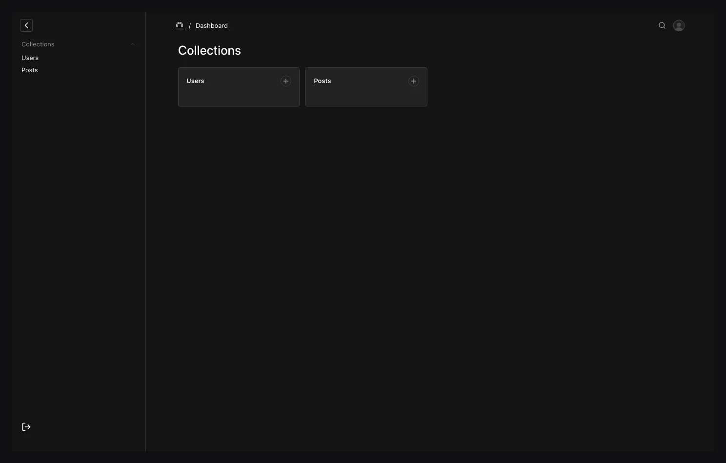 The Ridu admin dashboard showing the Users and Posts collections.
